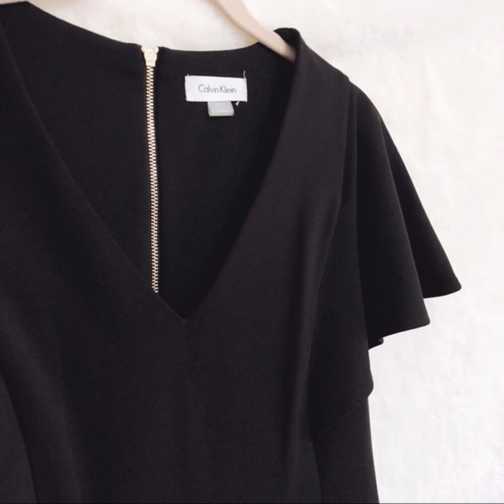 Calvin Klein Black Short Sleeve Fit & Flare Dress - Picture 4 of 8